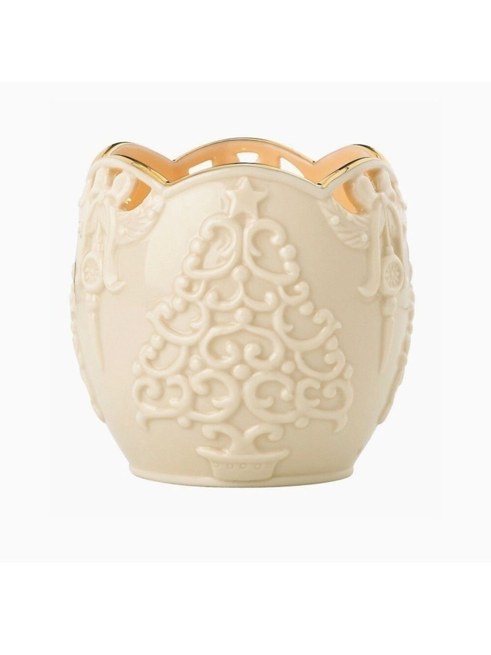 LENOX merry lights tree votive tea light holder classic ivory with gold holiday - Picture 2 of 13